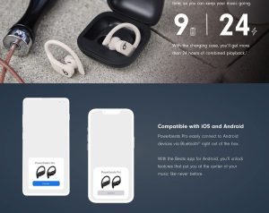 Powerbeats Pro bezićne slušalice u futroli sa kompatibilnošću za iOS i Android uređaje