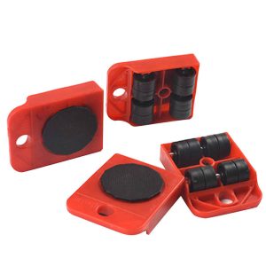 Crveni set alata za pomeranje nameštaja sa polugom i točkićima za laku manipulaciju
