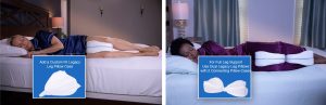 Prilagodljivi ortopedski jastuci od memorijske pene za noge prikazani u različitim pozicijama za spavanje
