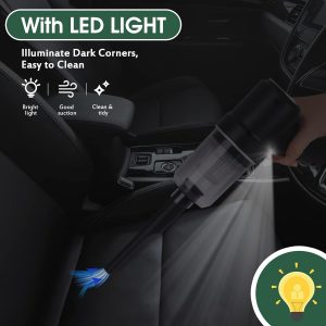 Mini bežični usisivač sa LED svetlom koji osvetljava tamne uglove automobila za lakše čišćenje