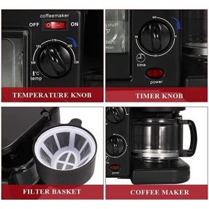 Kontrole temperature i vremena na multifunkcionalnom aparatu za doručak koji pravi kafu